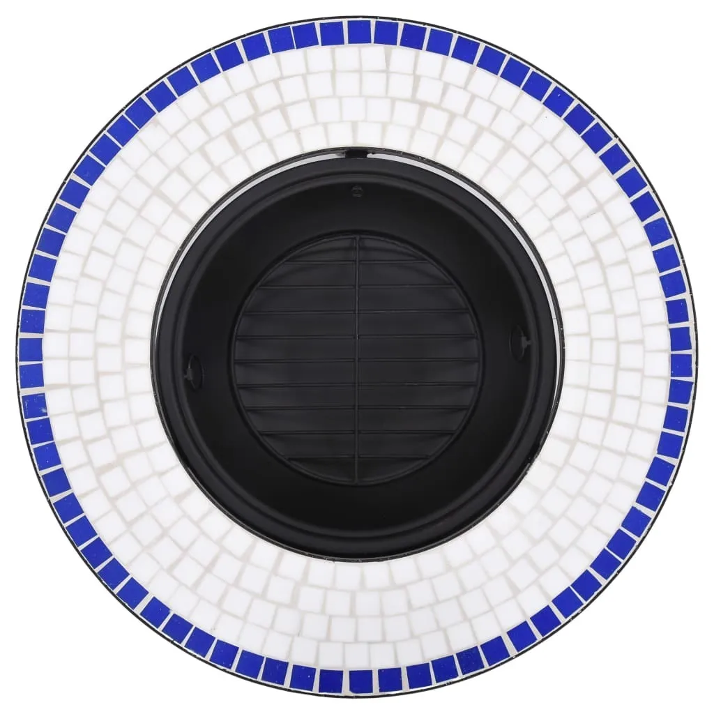 Mosaic Fire Pit Blue and White 26.8" Ceramic