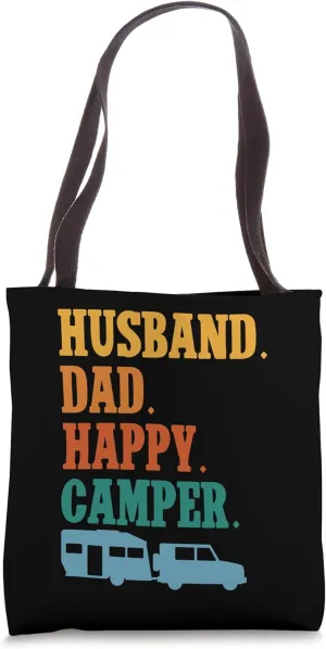Motorhome Camping Retro Family Caravan Rv Trailer Husband. Tote Bag
