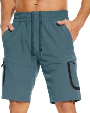 MOURCE Mens Hiking Shorts 9 Inch Inseam Quick Dry Lightweight Stretch Elastic Waist Outdoor Men Golf Shorts Fishing Camping