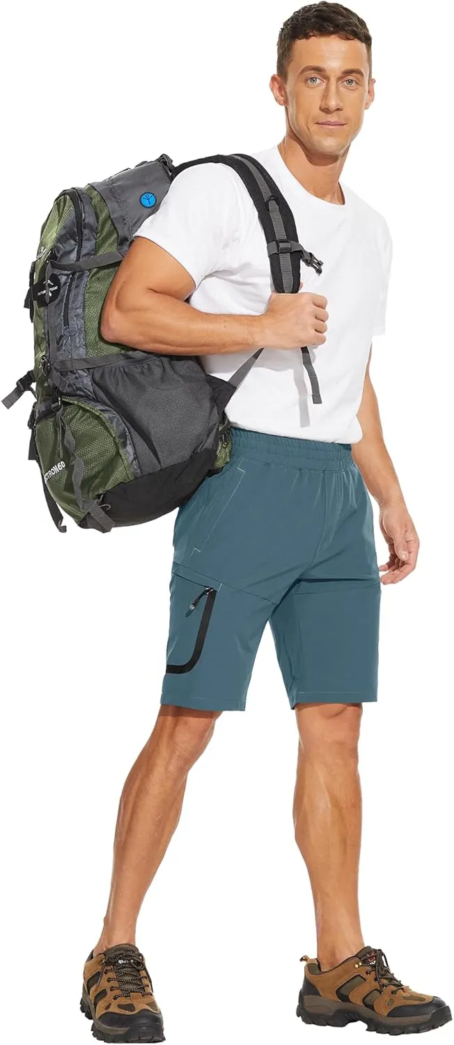 MOURCE Mens Hiking Shorts 9 Inch Inseam Quick Dry Lightweight Stretch Elastic Waist Outdoor Men Golf Shorts Fishing Camping