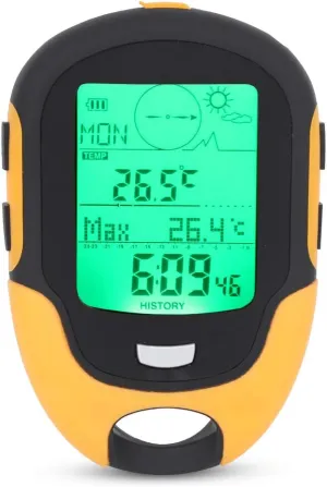 Multifunctional Altimeter, Outdoor Barometer, Thermometer, Hygrometer, Compass with Rechargeable Lithium Battery, for Climbing, Hiking, Camping, and Travel