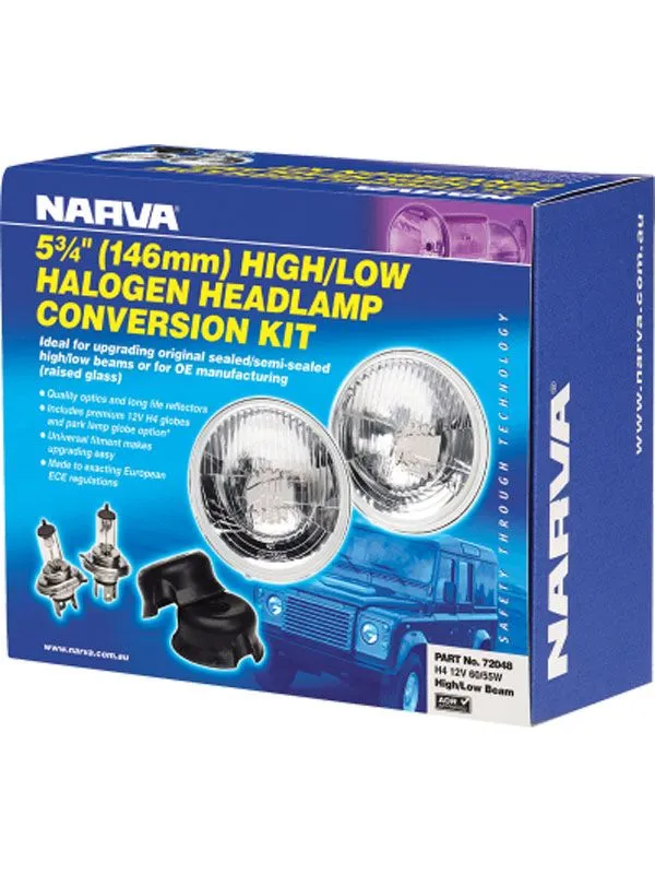 Narva 5 3/4 Halogen Headlamp H4 Conversion Kit with Raised Glass and Park Lamp Globe