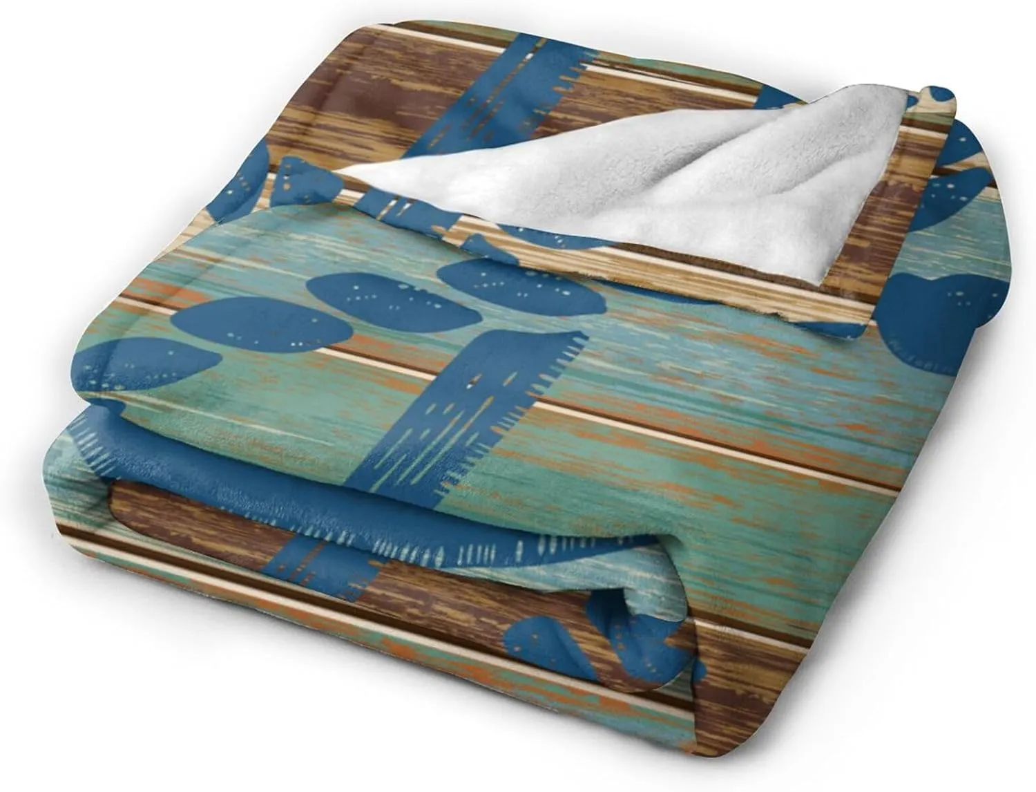 Nautical Coastal Ocean Blue Anchor Ultra-Soft Cozy Throw Blanket Home Decorative Fleece Blanket for Living Room Bed Sofa for Man