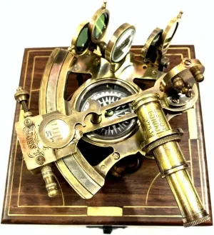 Navigation Sextant J. Scott London with Compass Hardwood Box/Astrolabe Marine Sextant/Ship's Instruments Sailor Sextant