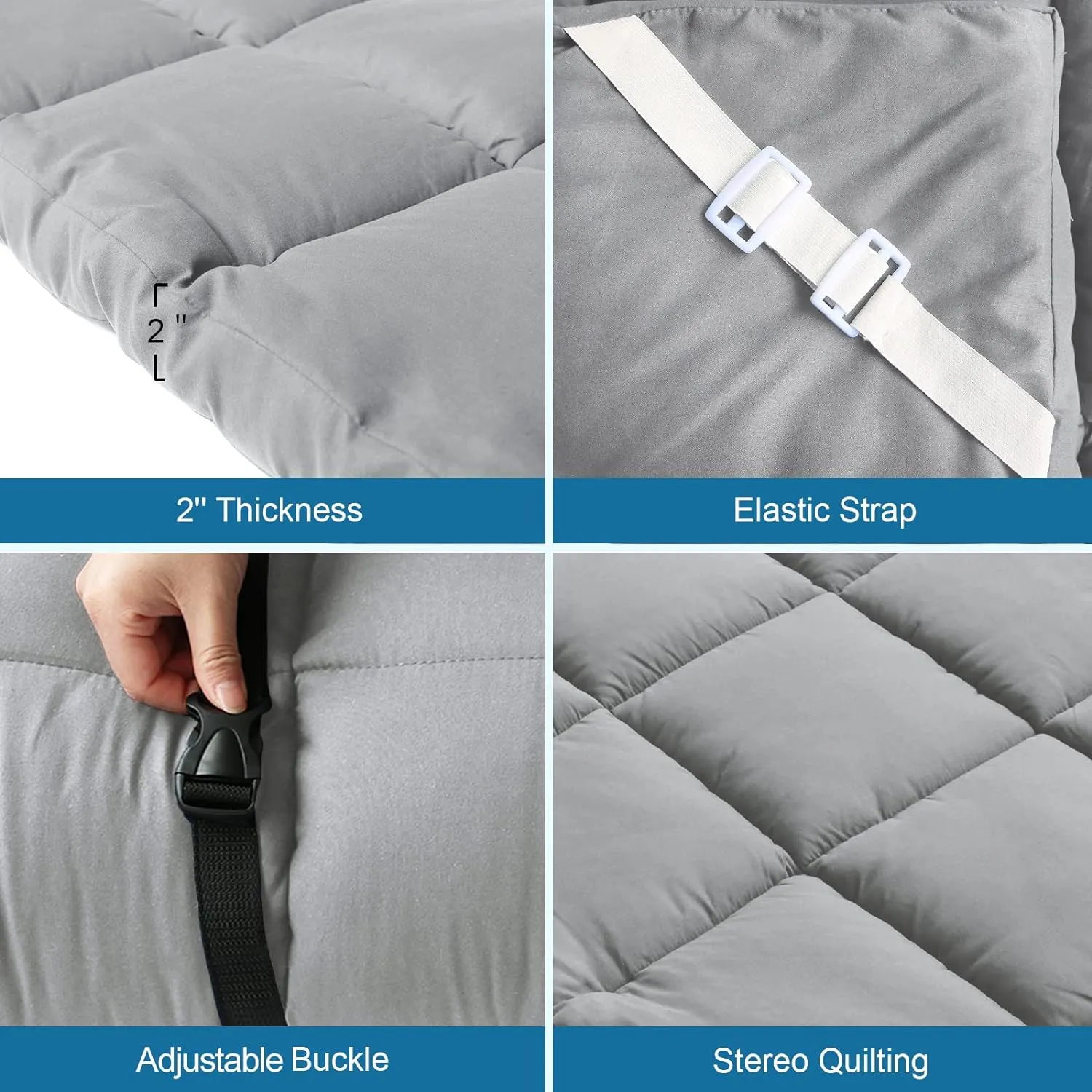 Navy Cot Mattress Topper - Quilted Pads for Camping, 75"x30" for Camp Cot/Rv Bunk/Narrow Twin Beds