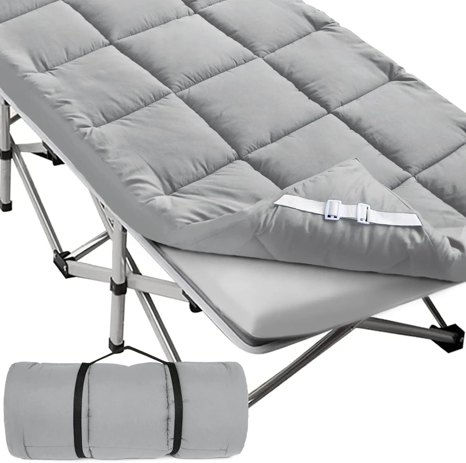 Navy Cot Mattress Topper - Quilted Pads for Camping, 75"x30" for Camp Cot/Rv Bunk/Narrow Twin Beds