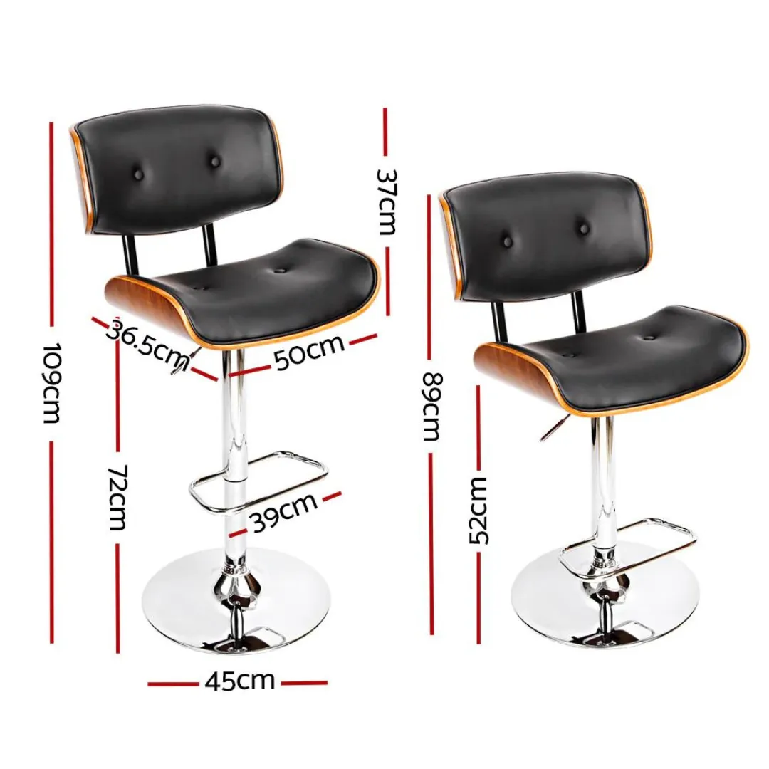 Nemea Wooden PU Leather Bar Stool
