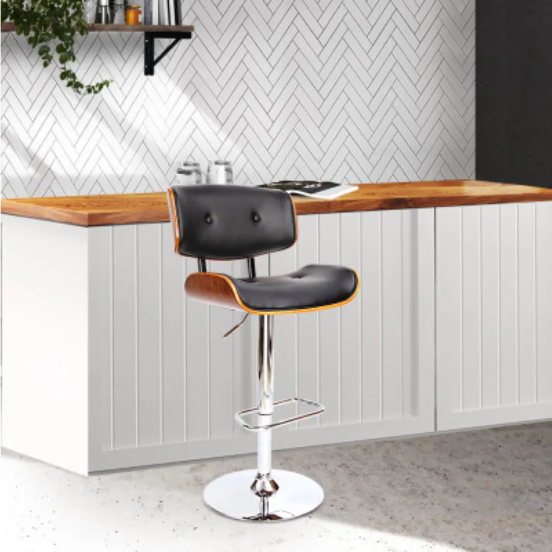 Nemea Wooden PU Leather Bar Stool