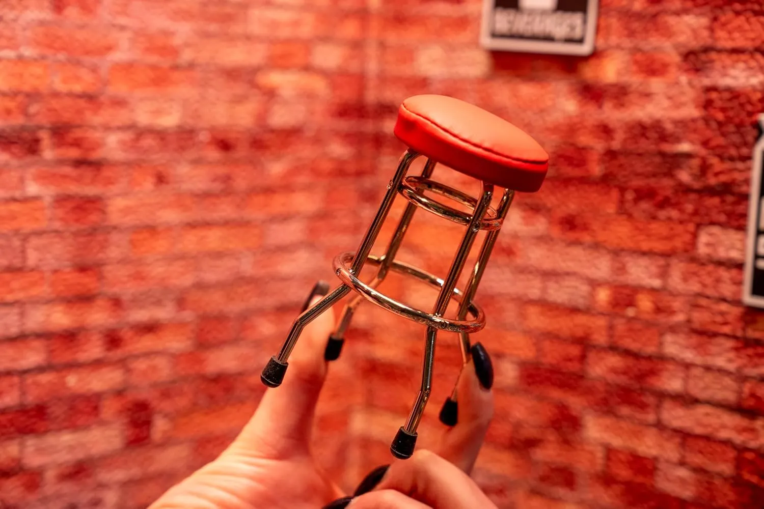 New Wave Toys 1/6 Scale Classic RedRepliCade Stool, Mini Vintage Arcade Accessories, Die Cast Metal Replica Furniture