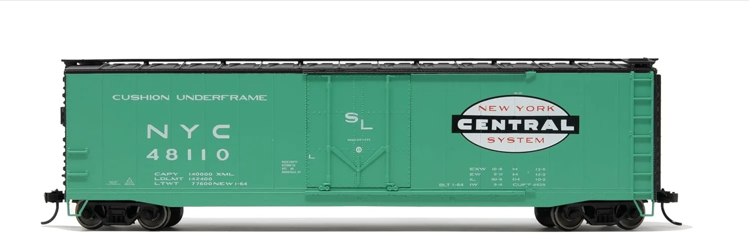 New York Central Railroad Box Car with Plug Door & Roof Walkway Running Number #48110 HO Scale Train Rolling Stock HR6635A