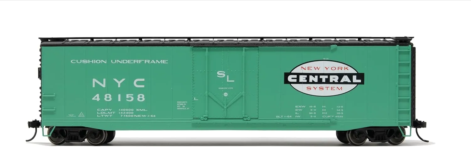 New York Central Railroad Box Car with Plug Door & Roof Walkway Running Number #48158 HO Scale Train Rolling Stock HR6635C