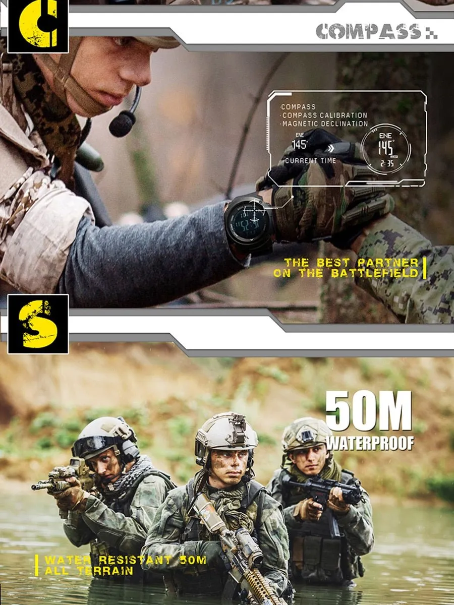 NORTH EDGE Men&#39;s sport Digital watch Hours Running Swimming Military Army watches Altimeter Barometer Compass waterproof 50m