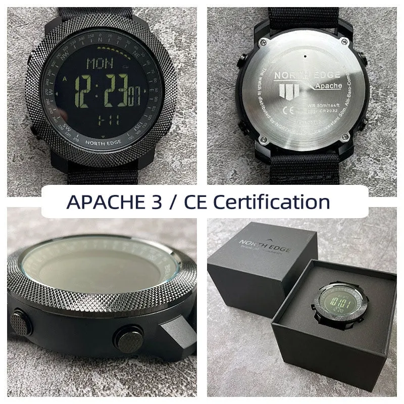NORTH EDGE Men&#39;s sport Digital watch Hours Running Swimming Military Army watches Altimeter Barometer Compass waterproof 50m