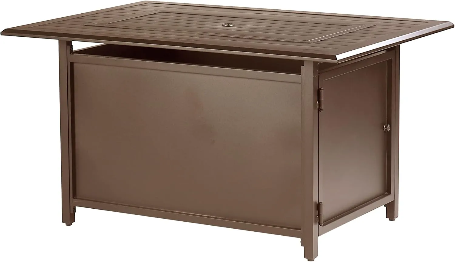 Oakland Living Istanbul-FPT-BN Rectangular 46 in. x 31 in. Aluminum Propane Pit, Glass Beads, Two Covers, Lid, 57,000 BTUs in Brown Finish Fire Table
