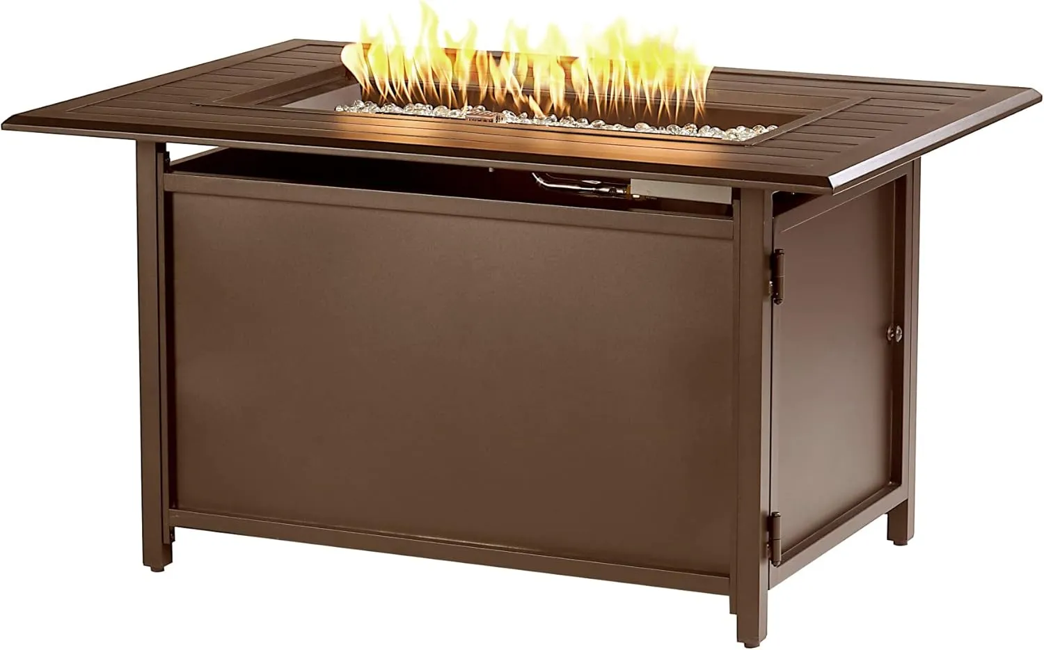 Oakland Living Istanbul-FPT-BN Rectangular 46 in. x 31 in. Aluminum Propane Pit, Glass Beads, Two Covers, Lid, 57,000 BTUs in Brown Finish Fire Table