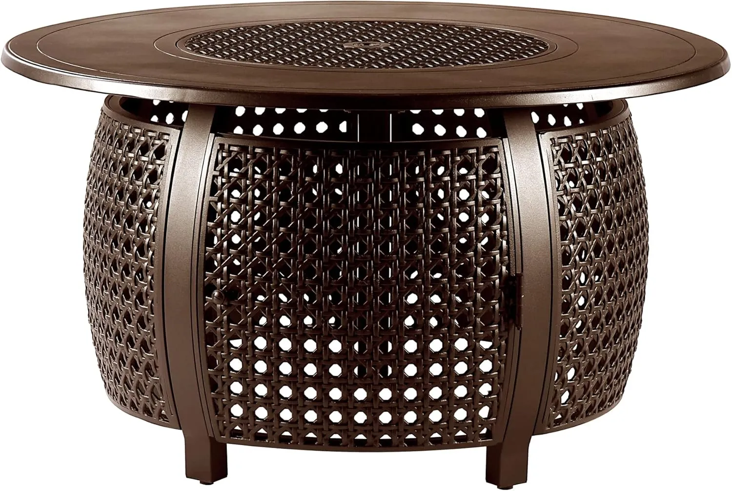 Oakland Living Round 44 in. x 44 in. Aluminum Propane Fire Pit Table with Glass Beads, Two Covers, Lid, 57,000 BTUs in Brown Finish