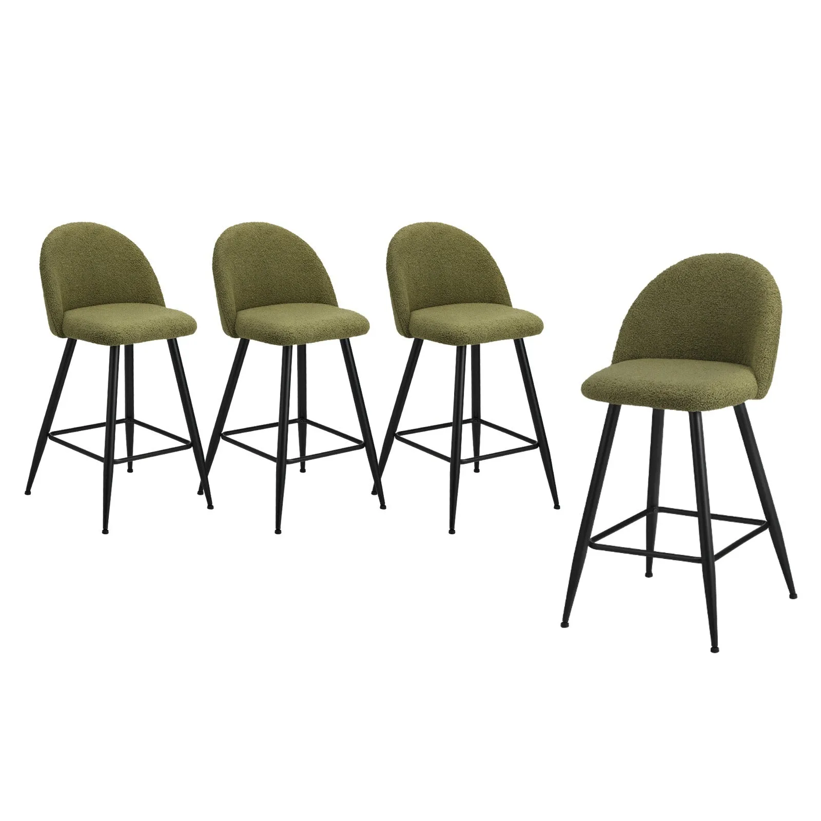 Oikiture 2/4x Bar Stools Kitchen Dining Chairs Counter Stool Boucle Padded