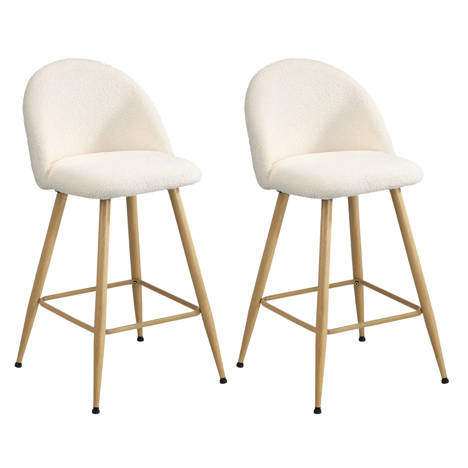 Oikiture 2/4x Bar Stools Kitchen Dining Chairs Counter Stool Boucle Padded