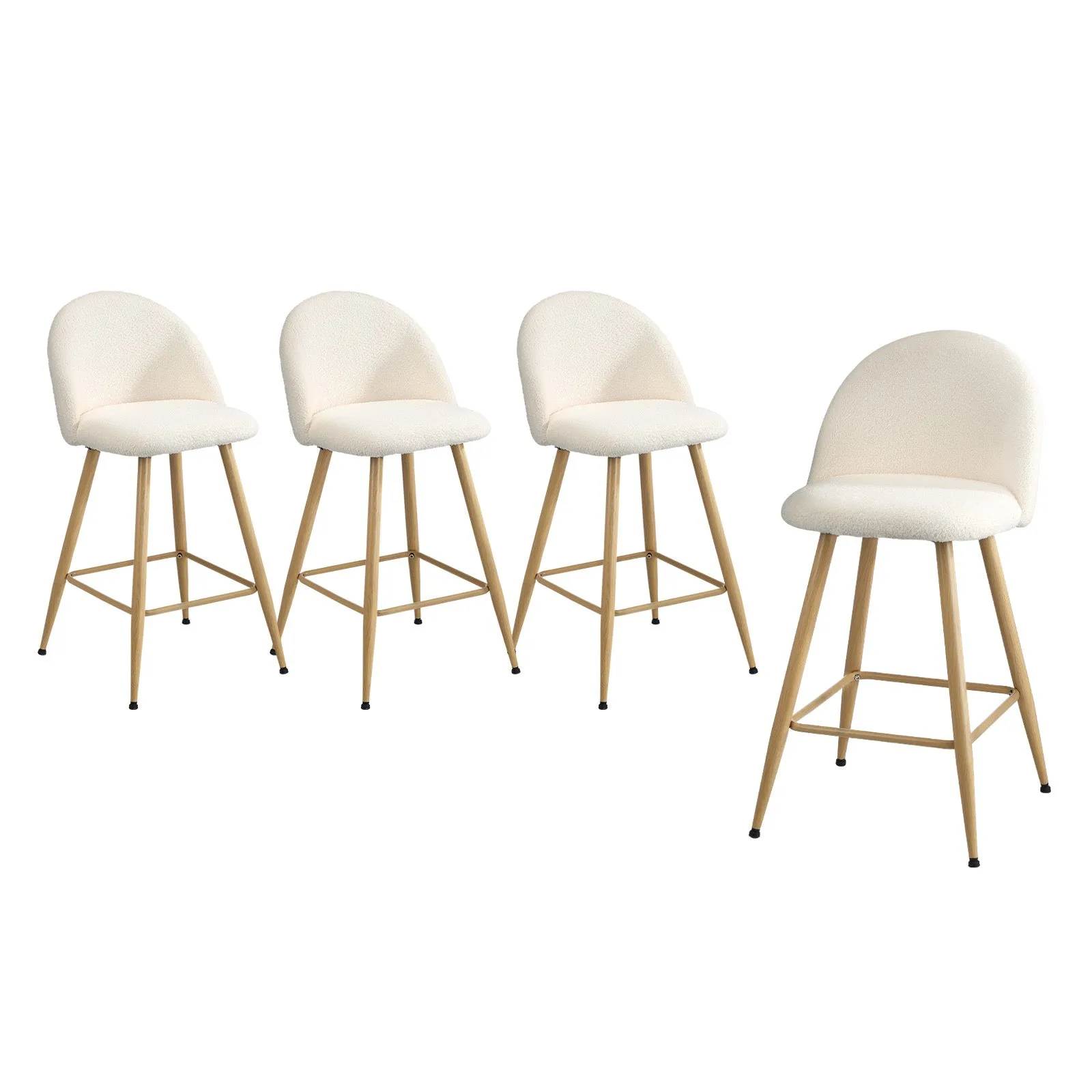 Oikiture 2/4x Bar Stools Kitchen Dining Chairs Counter Stool Boucle Padded
