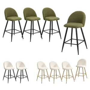Oikiture 2/4x Bar Stools Kitchen Dining Chairs Counter Stool Boucle Padded