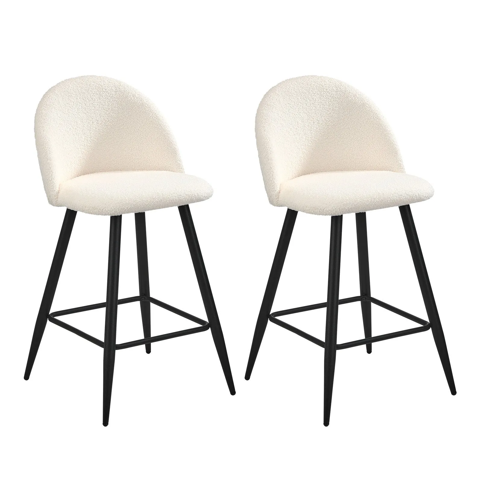 Oikiture 2/4x Bar Stools Kitchen Dining Chairs Counter Stool Boucle Padded