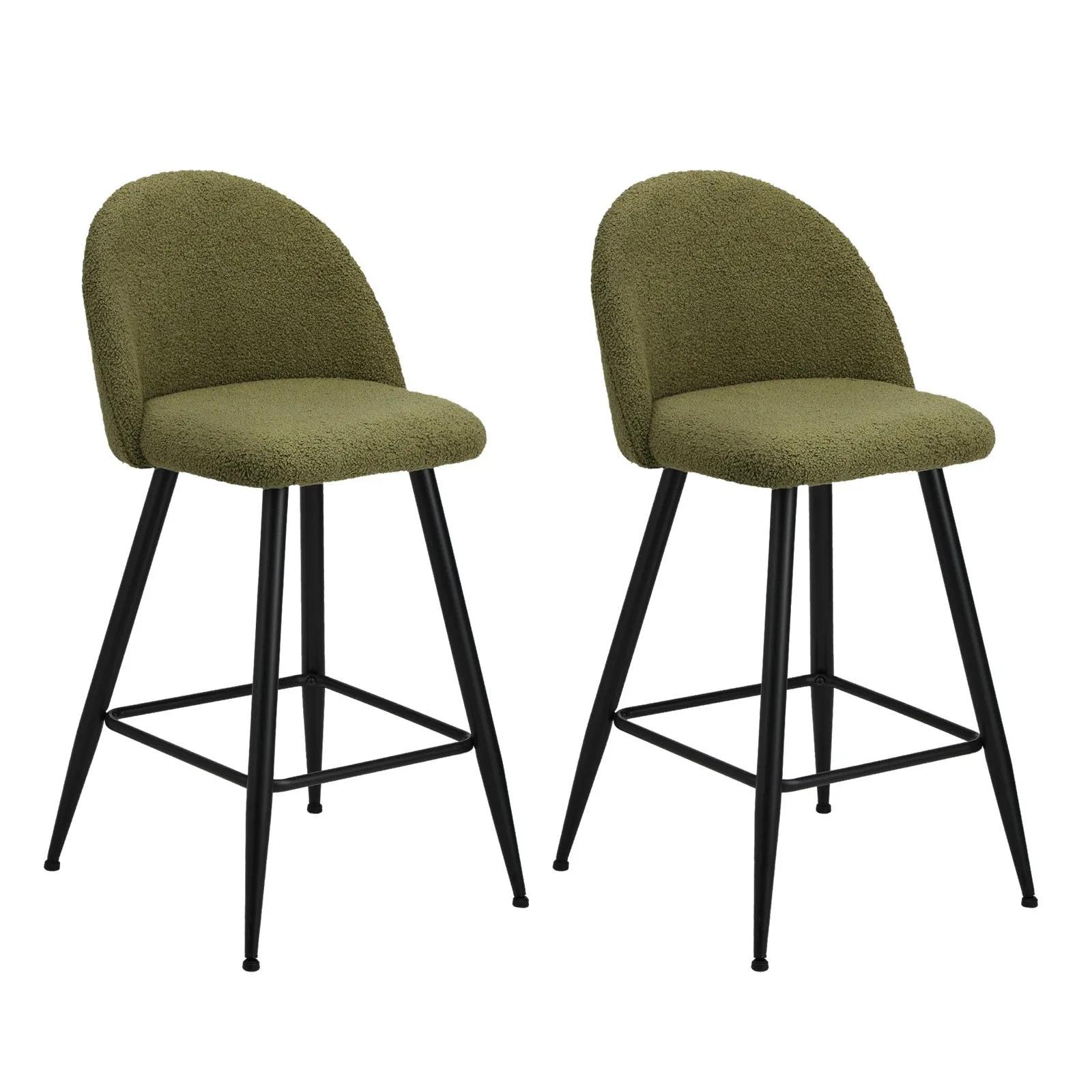 Oikiture 2/4x Bar Stools Kitchen Dining Chairs Counter Stool Boucle Padded