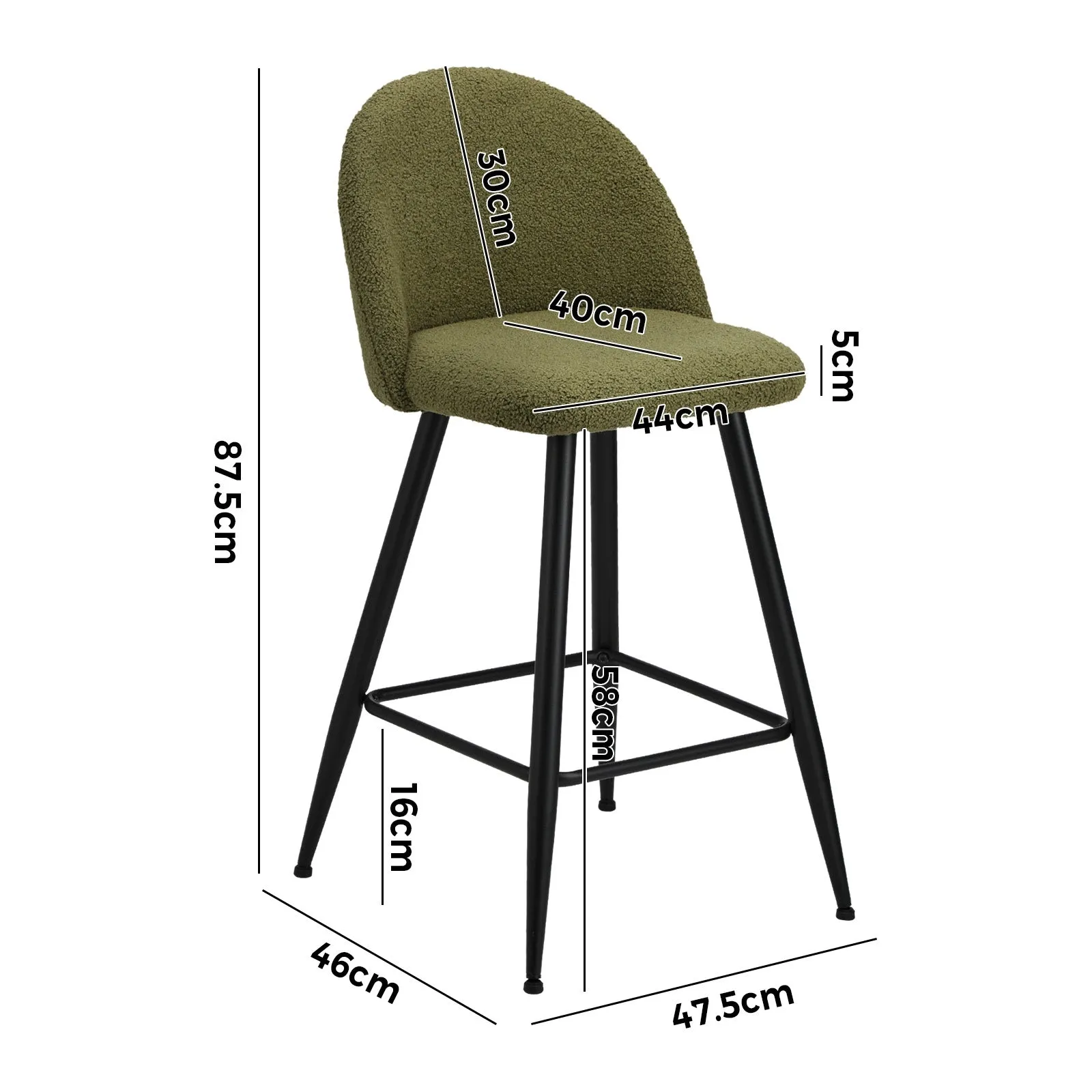 Oikiture 2/4x Bar Stools Kitchen Dining Chairs Counter Stool Boucle Padded