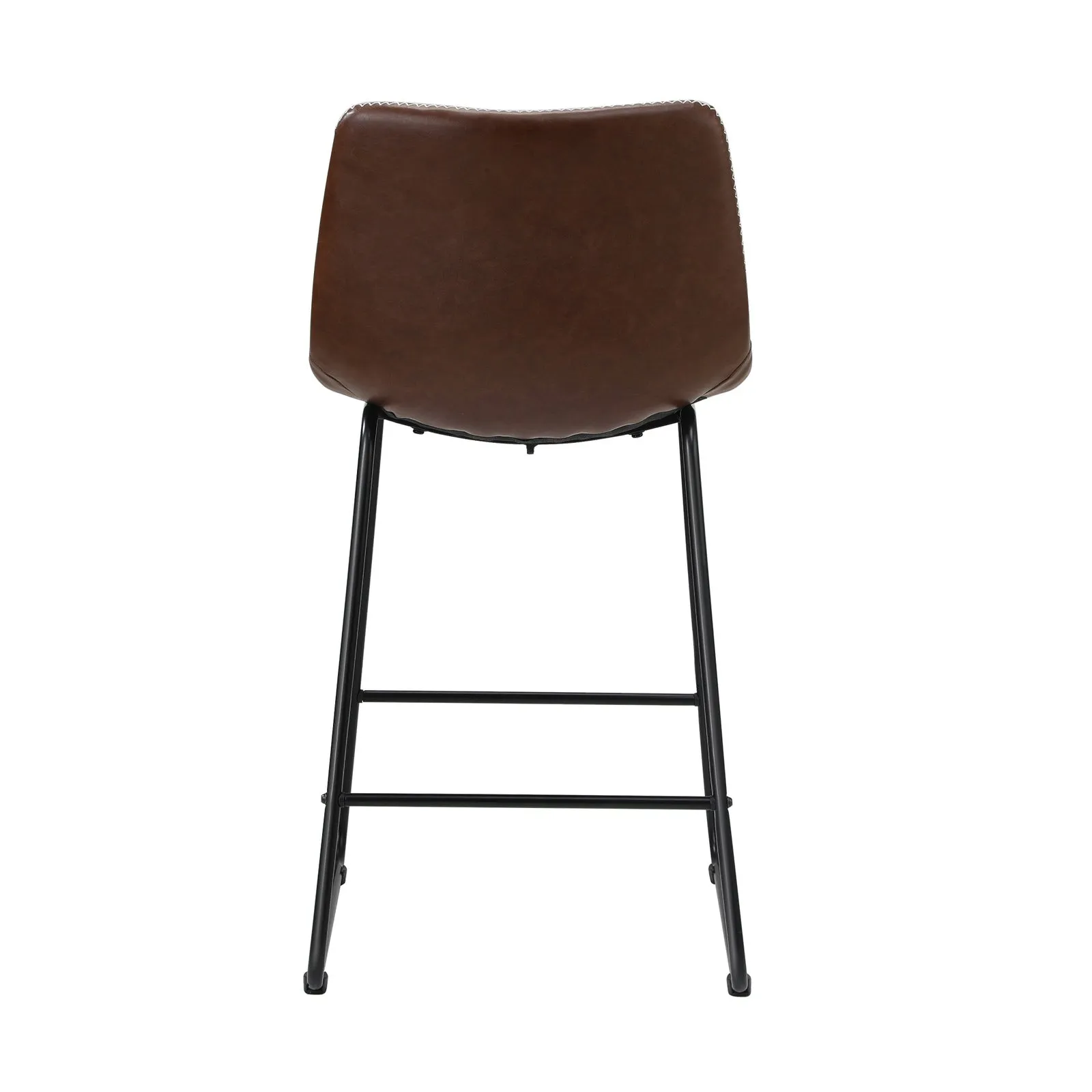 Oikiture 4X Bar Stools Kitchen Dining Chairs Leather Padded Stool Brown