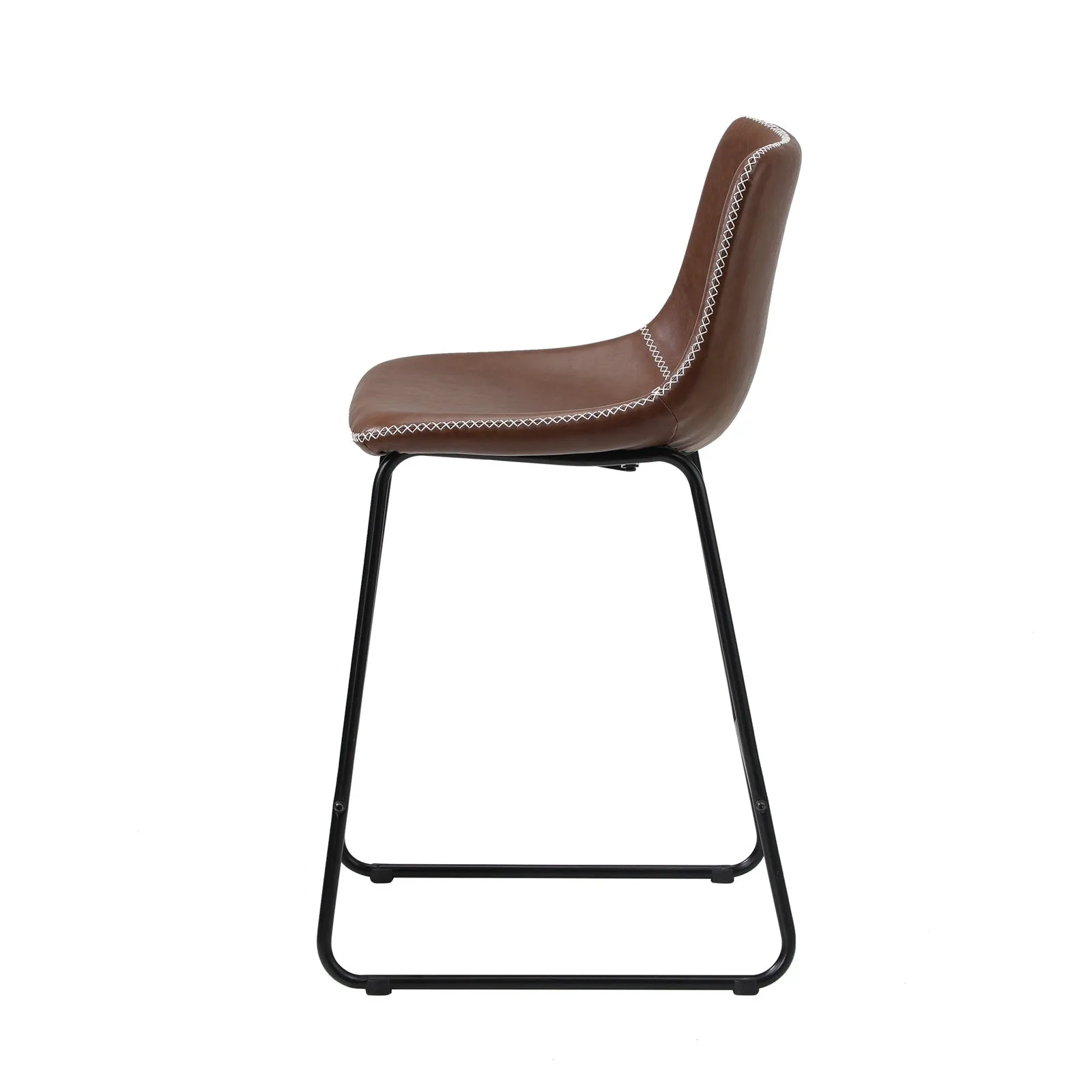 Oikiture 4X Bar Stools Kitchen Dining Chairs Leather Padded Stool Brown
