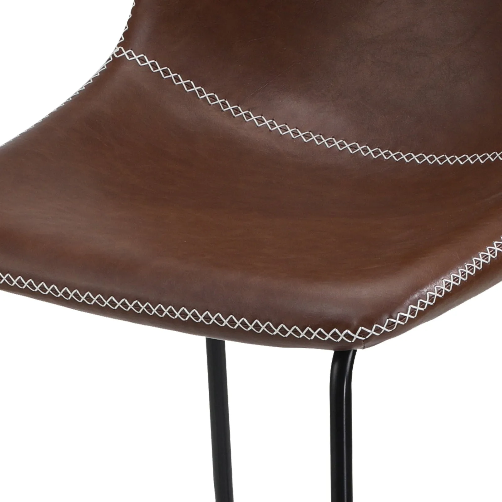 Oikiture 4X Bar Stools Kitchen Dining Chairs Leather Padded Stool Brown