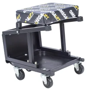 Omega Lift 91305 2-in-1 Mechanics Creeper Seat/Step Stool, 7.88'' Height, 17.72'' Width, 15.75'' Length, Black