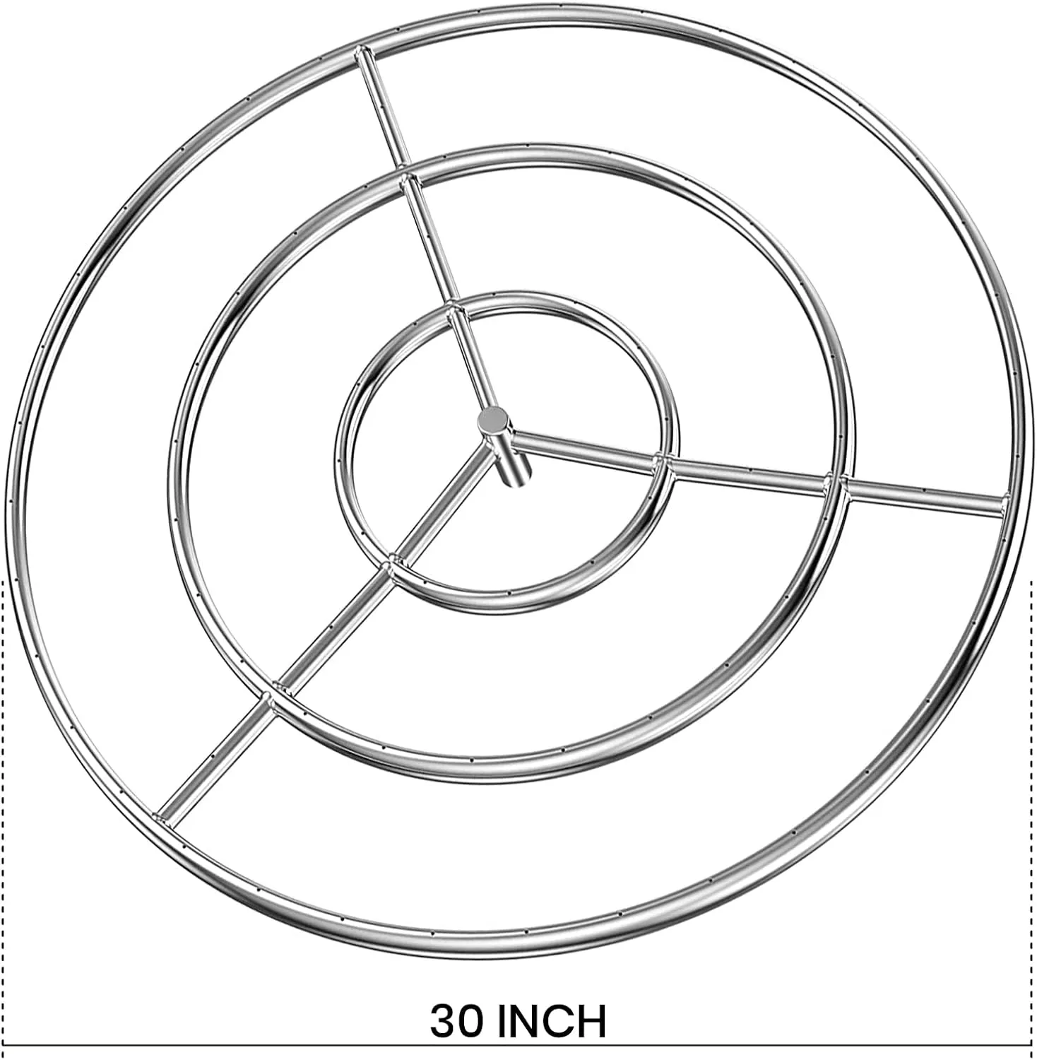 onlyfire 30 Inch Round Fire Pit Burner Ring for Natural Gas & Propane Fire Pit and Fireplace, 304 Stainless Steel DIY Firepit Burner for Both Indoor and Outdoor, BTU 435,000 Max