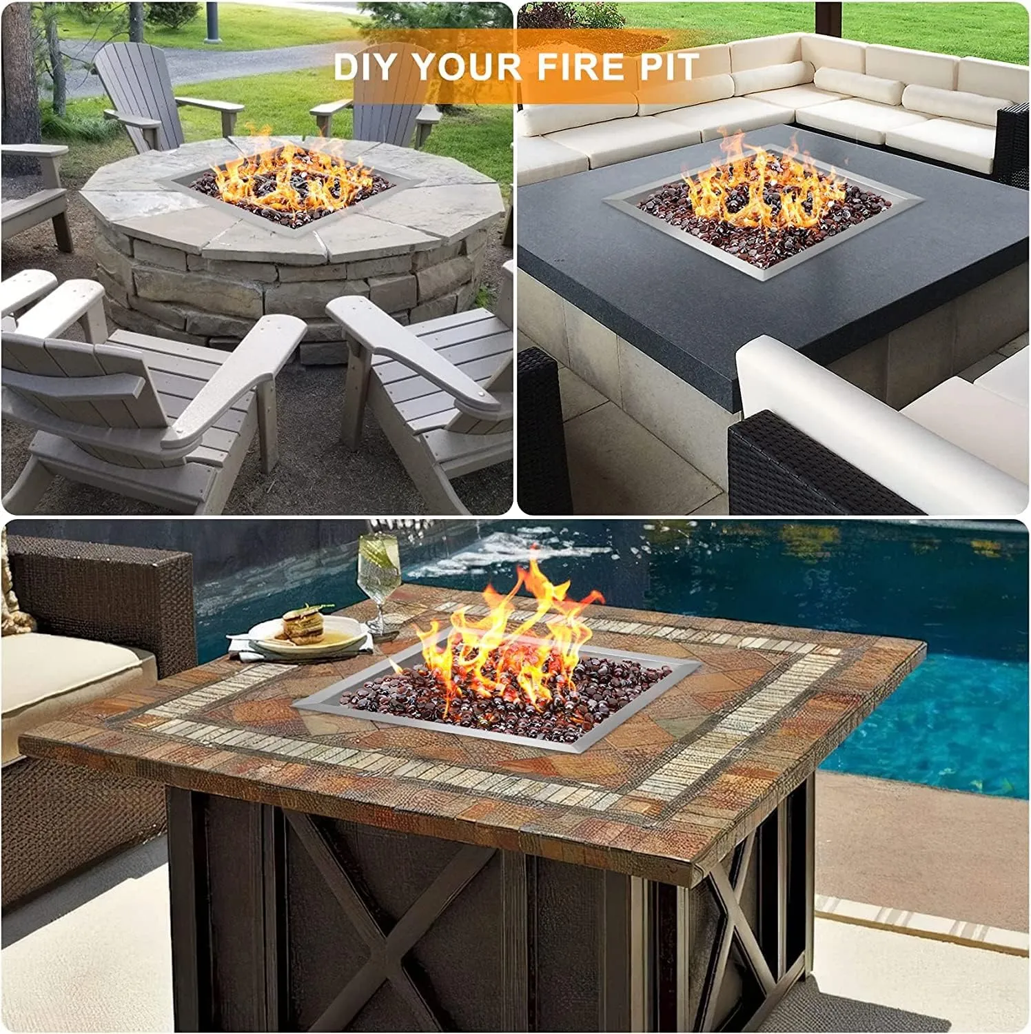 onlyfire 30 Inch Round Fire Pit Burner Ring for Natural Gas & Propane Fire Pit and Fireplace, 304 Stainless Steel DIY Firepit Burner for Both Indoor and Outdoor, BTU 435,000 Max