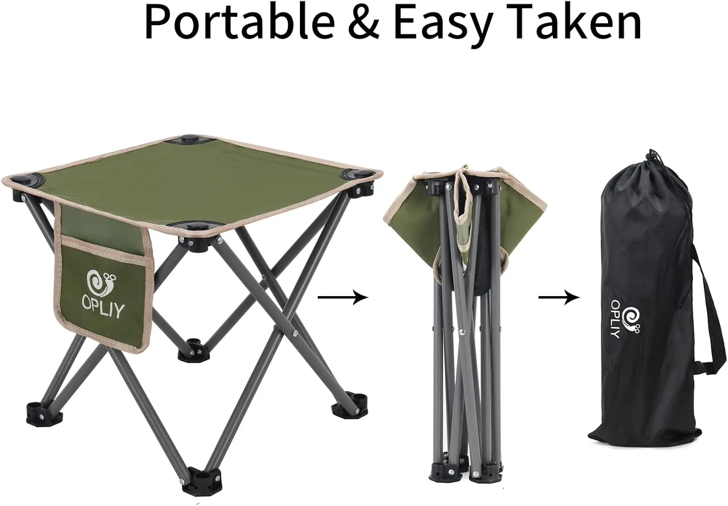 Opliy Camping Stool 2 Pack,13.5 Inch Portable Folding Stool for Outdoor Gardening and Beach Hiking Fishing,Foot Stool with Carry Bag (Green)
