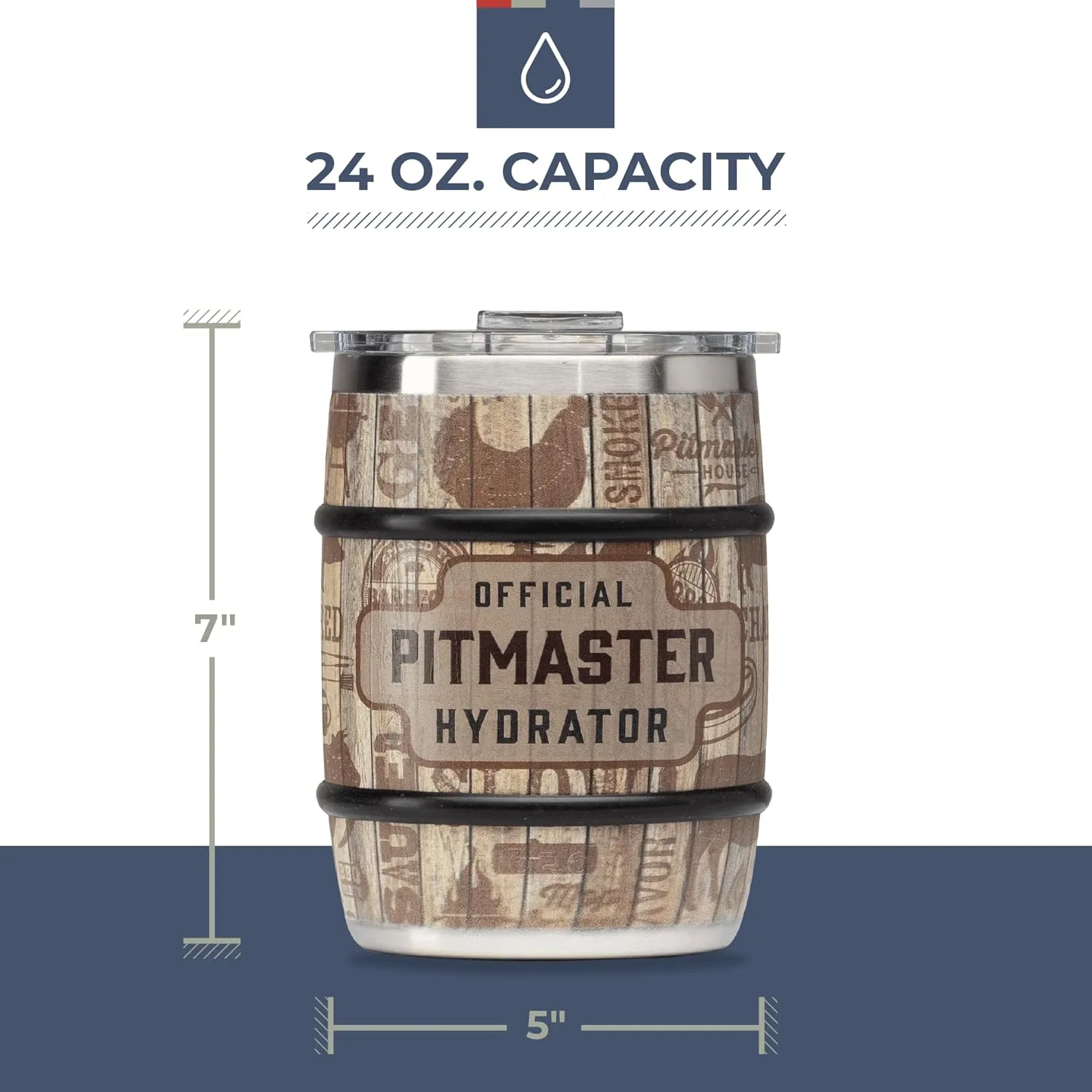 ORCA Double Barrel 24 oz Stainless Steel Insulated Whiskey Barrel Design Cup | Double Walled Vacuum Sealed for Superior Temperature Retention — Official Pitmaster Hydrator Design