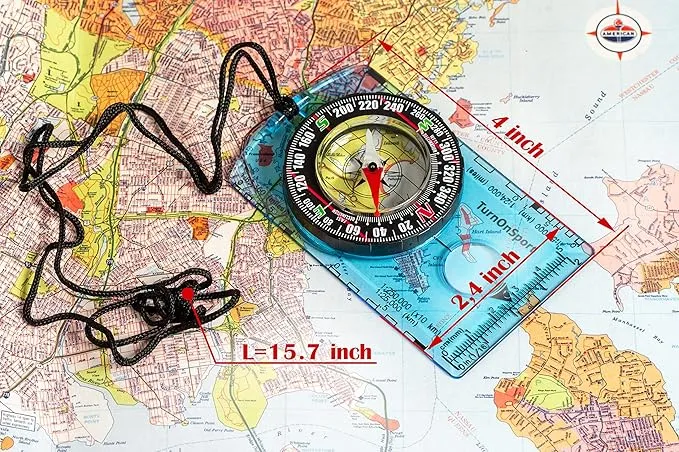 Orienteering Compass Hiking Backpacking Compass | Advanced Scout Compass Camping Navigation - Boy Scout Compass for Kids | Professional Field Compass for Map Reading - Best TurnOnSport Survival Gifts