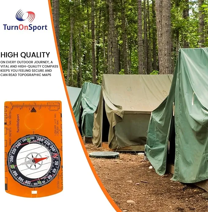Orienteering Compass Hiking Backpacking Compass | Advanced Scout Compass Camping Navigation - Boy Scout Compass for Kids | Professional Field Compass for Map Reading - Best TurnOnSport Survival Gifts