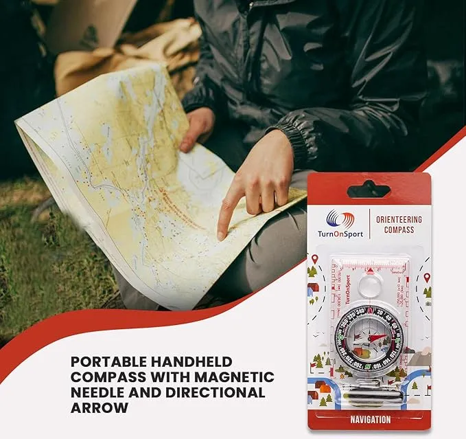 Orienteering Compass Hiking Backpacking Compass | Advanced Scout Compass Camping Navigation - Boy Scout Compass for Kids | Professional Field Compass for Map Reading - Best TurnOnSport Survival Gifts