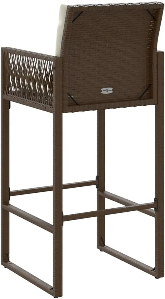 Outdoor Dining Chairs Beach Chair Camping Chairs Kitchen Chairs - Patio Bar Stools with Cushions 2 pcs Brown Poly Rattan for Terrace Garden Outside Campsites