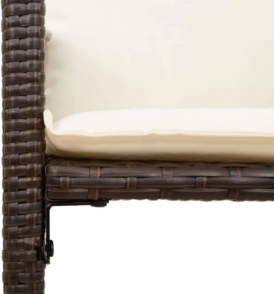 Outdoor Dining Chairs Beach Chair Camping Chairs Kitchen Chairs - Patio Bar Stools with Cushions 2 pcs Brown Poly Rattan for Terrace Garden Outside Campsites