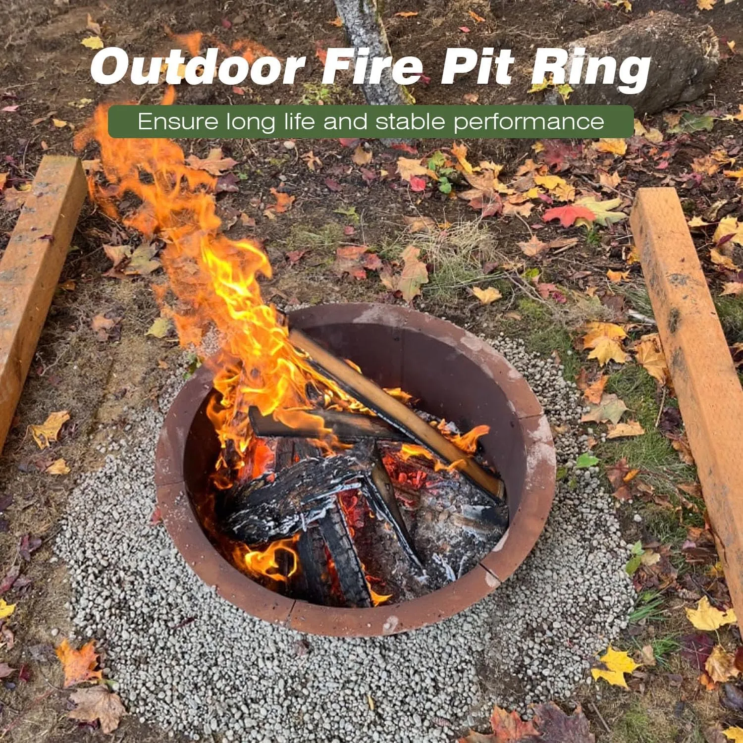Outdoor Fire Pit Ring-27.5" Outer 23.6" Inter-Round Fire Pit Insert-Corten Steel Firepit Liner Heavy Duty Metal Camping Fire Ring Above or In-Ground for Backyard Garden Bonfire