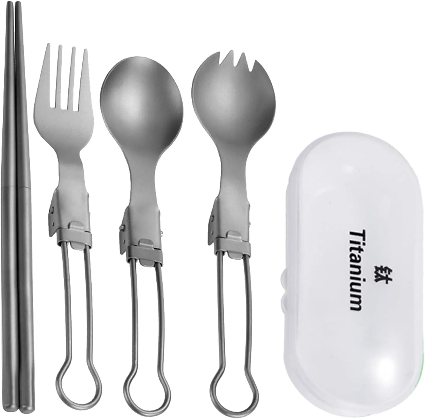 Outdoor Metal Tableware Folding Camping Cutlery Set Fork Spoon Chopstick Travel Utensils for Outdoor Picnics Dining