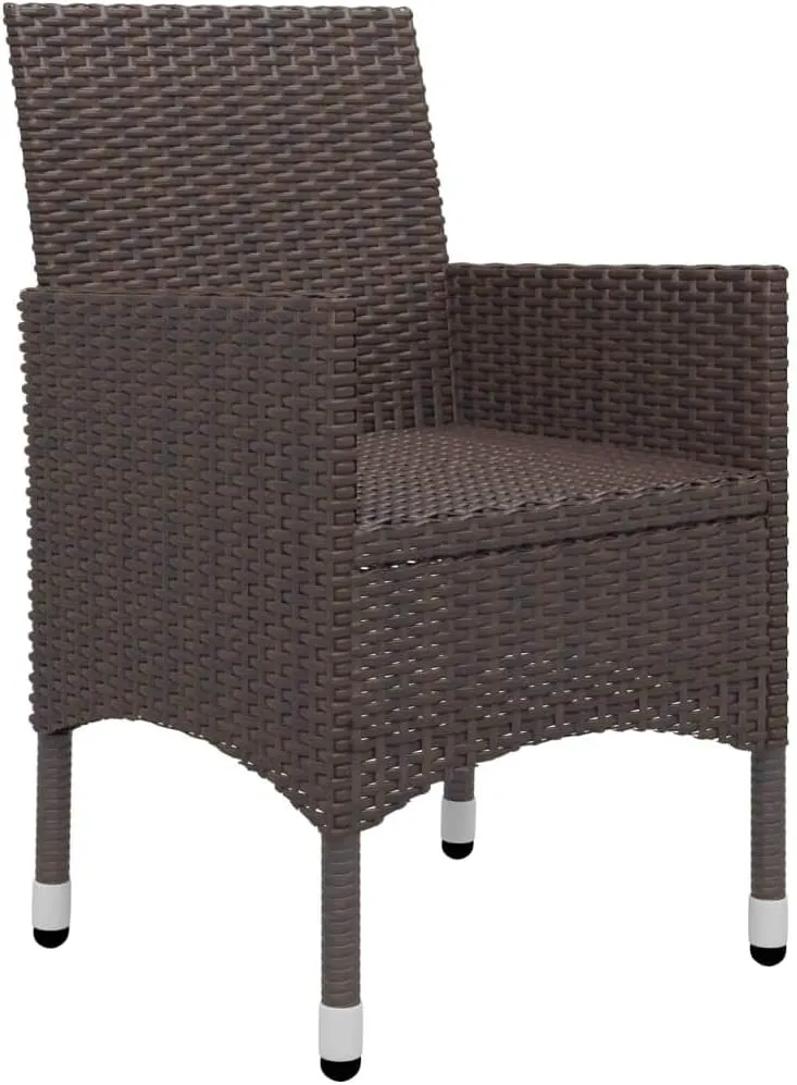 Outdoor Patio Furniture,3 Piece Patio Dining Set Brown Poly Rattan and GlassDesigned for Camping, Resting, Outdoors.