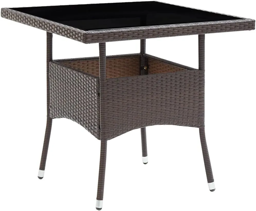 Outdoor Patio Furniture,3 Piece Patio Dining Set Brown Poly Rattan and GlassDesigned for Camping, Resting, Outdoors.
