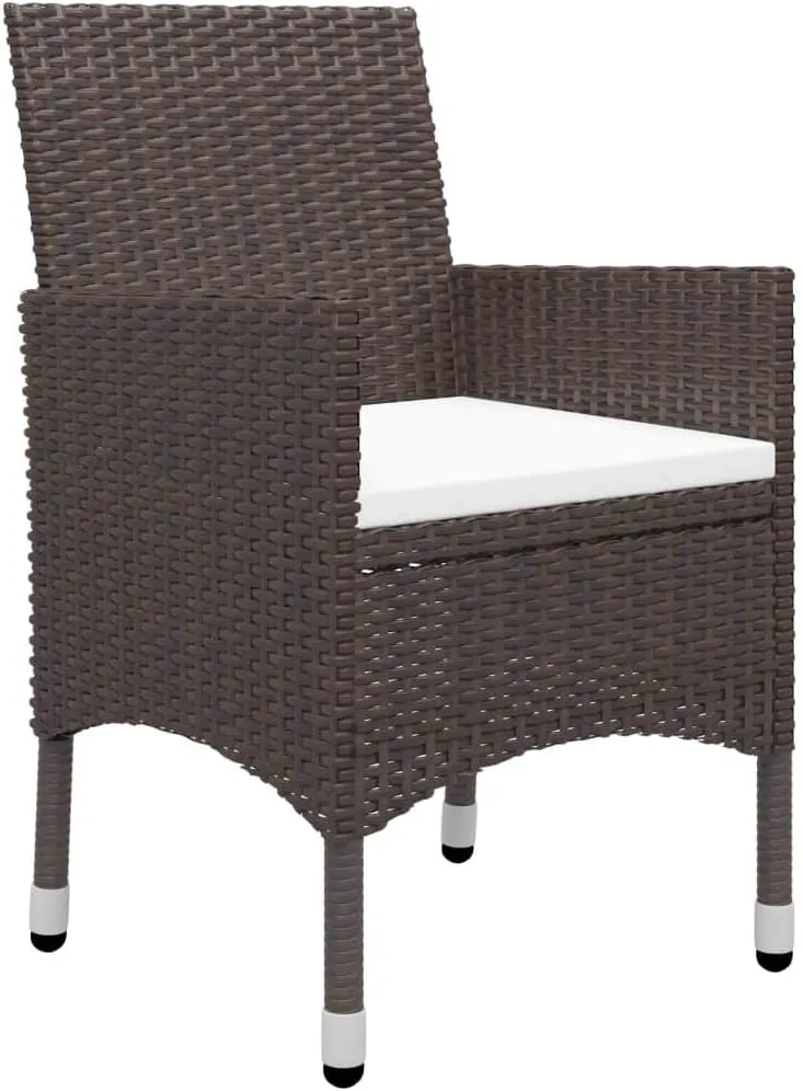 Outdoor Patio Furniture,3 Piece Patio Dining Set Brown Poly Rattan and GlassDesigned for Camping, Resting, Outdoors.