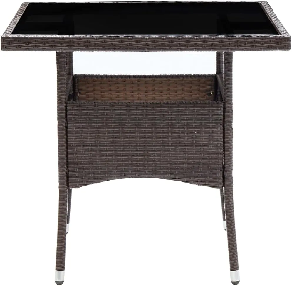 Outdoor Patio Furniture,3 Piece Patio Dining Set Brown Poly Rattan and GlassDesigned for Camping, Resting, Outdoors.