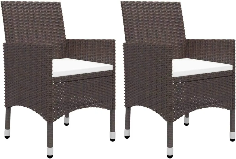 Outdoor Patio Furniture,3 Piece Patio Dining Set Brown Poly Rattan and GlassDesigned for Camping, Resting, Outdoors.