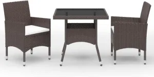 Outdoor Patio Furniture,3 Piece Patio Dining Set Brown Poly Rattan and GlassDesigned for Camping, Resting, Outdoors.
