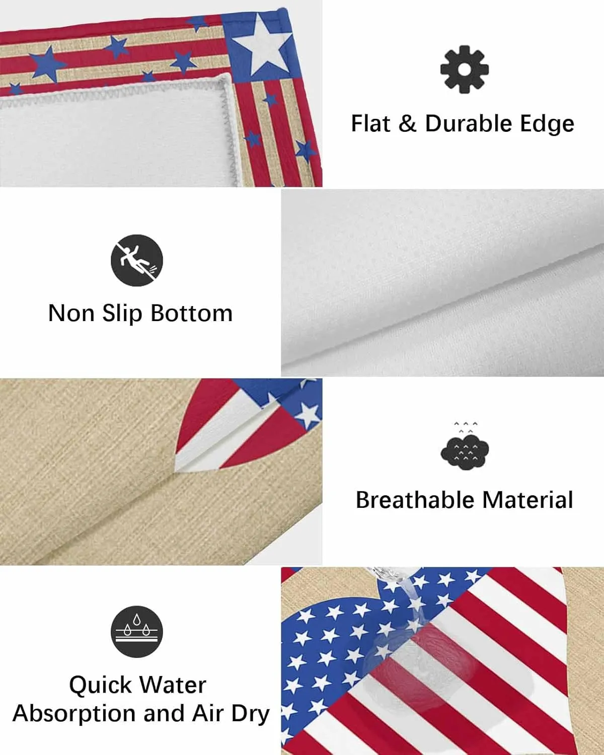 Outdoor Rug,US Flag Love Star Independence Day Star Strip Indoor Area Rug Outdoor Carpet RV Camping Rugs 5x8ft,Cotton Texture Outside Mat for Patio Picnic Porch Deck Balcony Backyard