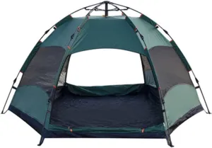 Outdoor Tent 3-4 Person Outdoor Tent Hexagon Automatic Setup Water Resistant Anti-UV Awning Picnic Tent Double Layers Tent (Color : Orange) (Color : Green)